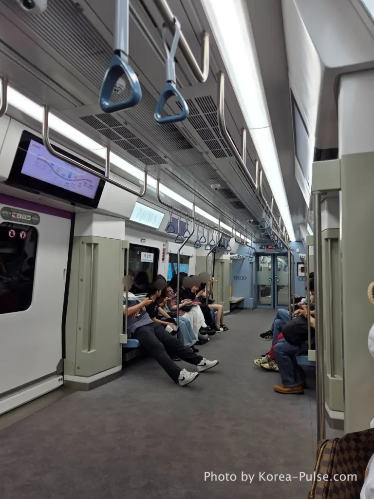 Korea Transit Guide: GTX-A train interior seating on the northwest corridor express line