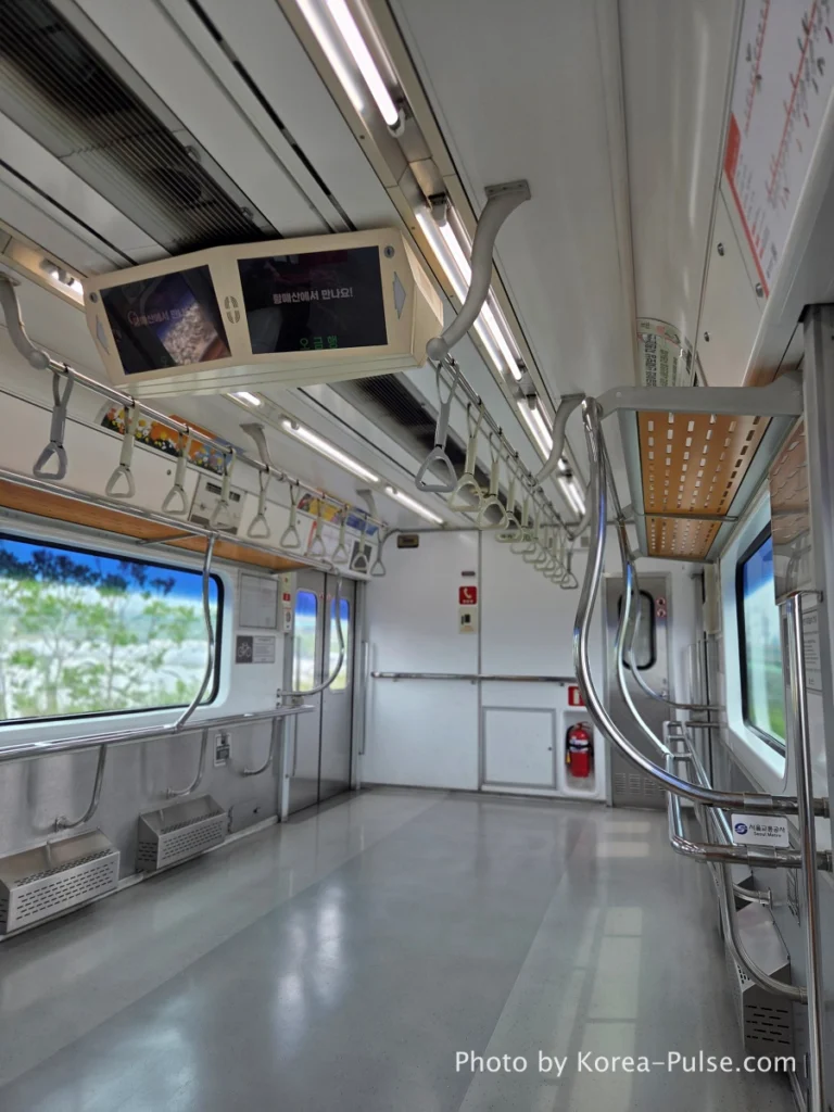 KTX Korea: A 600km Day Trip That Turned Distance into Family Time 2 Bicycle-friendly subway car on Seoul Metro with open floor space