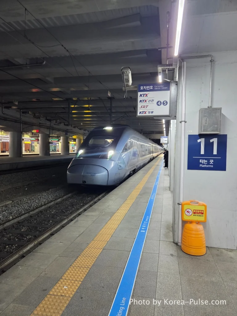 KTX Korea: A 600km Day Trip That Turned Distance into Family Time 7 Platform 11 at Dong-Daegu Station with KTX train waiting