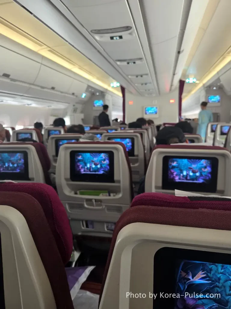 Incheon Airport Arrival Guide: Plane to Bus in Under an Hour 1 Incheon Airport arrival guide view from economy cabin seat moments before deplaning