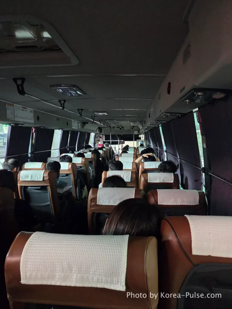 Incheon Airport Arrival Guide: Plane to Bus in Under an Hour 28 Inside Airport Bus 3300 interior showing comfortable reclining seats on route from Incheon Airport to Ilsan