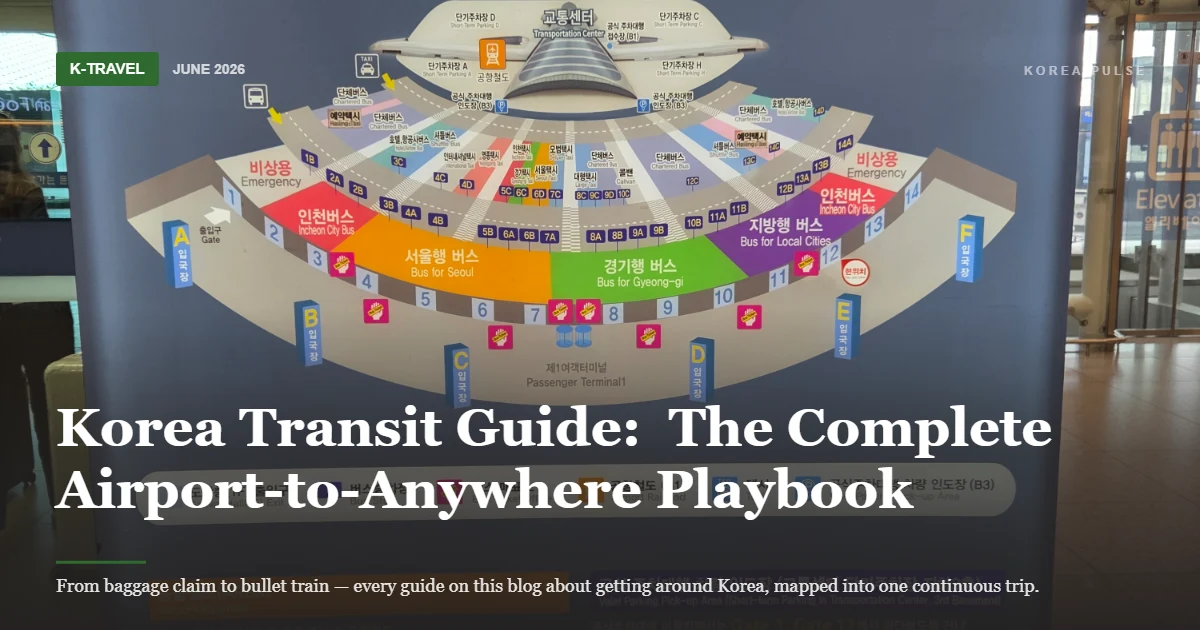 Korea Transit Guide map showing airport bus subway KTX route from Incheon Airport to Seoul Station and beyond