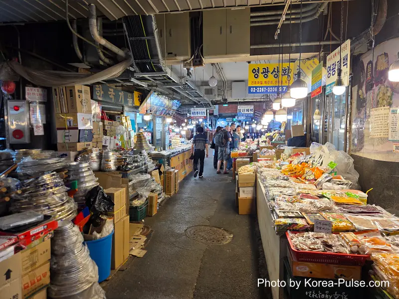 Pottery and kitchenware side alley near Gwangjang Market clothing market