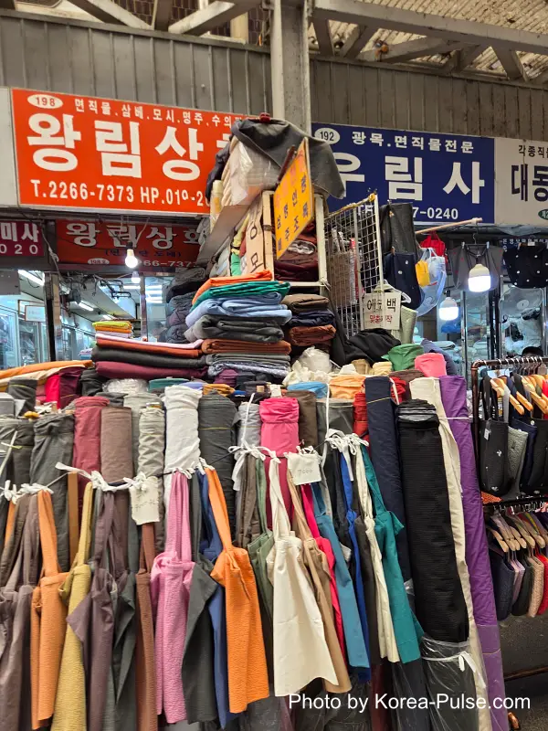Market crossroads banners at Gwangjang Market Seoul